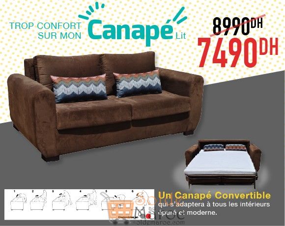 Promo Yatout Home Canapé Convertible 7490Dhs au lieu de 8990Dhs