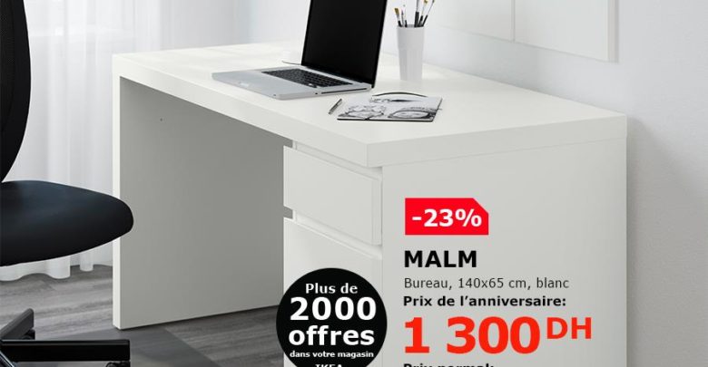 Soldes Ikea Maroc Bureau MALM 1300Dhs au lieu de 1695Dhs