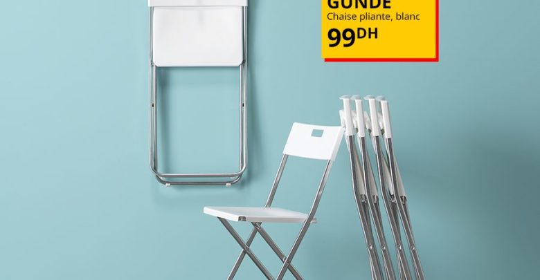 Offre Spéciale Ikea Maroc Chaise FEJAN extérieur pliable blanche 150Dhs