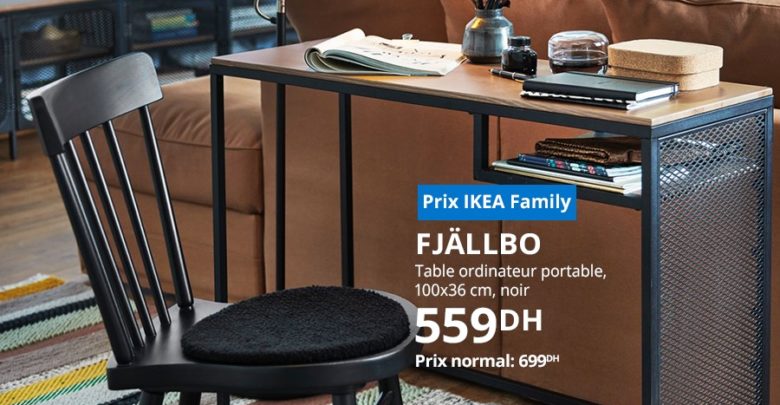 Soldes Ikea Family Table ordinateur portable noir FJÄLLBO 599Dhs au lieu de 699Dhs