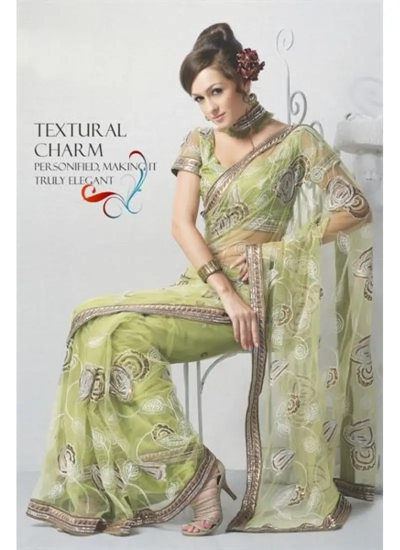 trendy-net-saree-in-green-with-different-look-800x1100