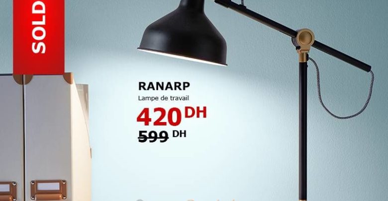 Soldes Ikea Maroc Lampe de bureau RANARP 420Dhs au lieu de 599Dhs