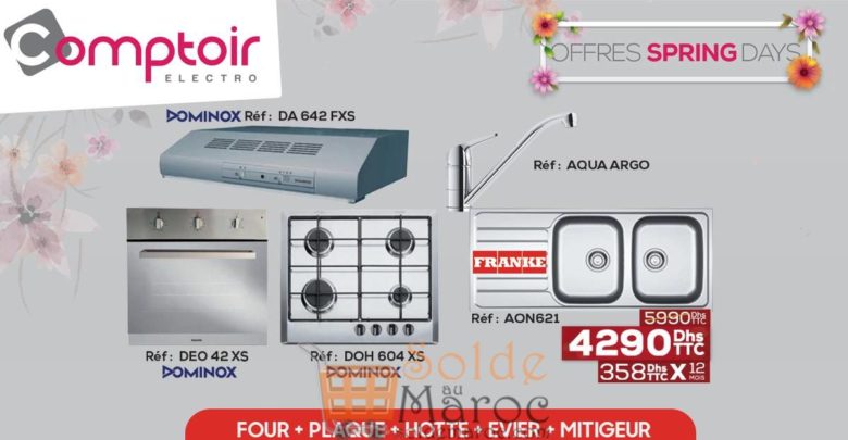 Promo Le Comptoir Electro SUPER PACK spécial cuisine Four Plaque Hotte Evier et Mitigeur