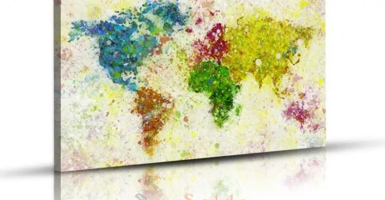 Promo Massinart Tableau Painting of world map imprimé en HD 175Dhs au Lieu de 219Dhs
