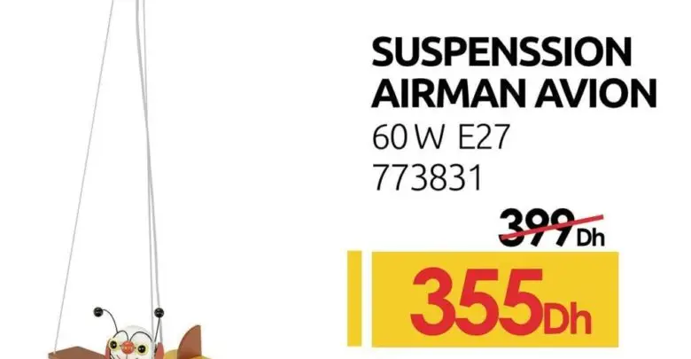 Promo Mr Bricolage Suspension Airman Avion 60W 355Dhs au lieu de 399Dhs