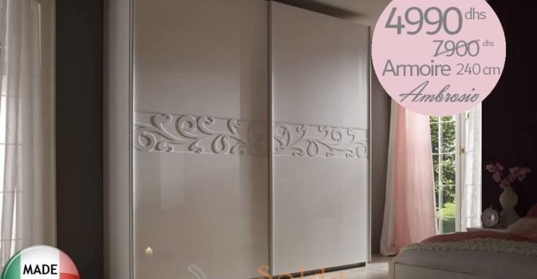 Promo Azura Home Armoire AMBROSIO 240 cm 4990Dhs au lieu de 7900Dhs