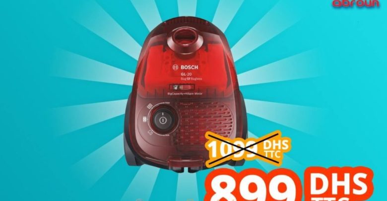 Promo Abroun Electro Aspirateur Bosch GI-20 avec/sans Sac Rouge Translucide 899Dhs au lieu de 1099Dhs