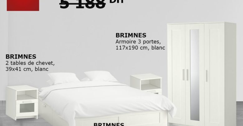 Soldes Ikea Maroc Set chambre à coucher BRIMNES 3915Dhs au lieu de 5188Dhs
