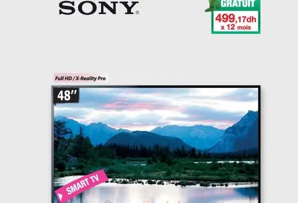 Promo Aswak Assalam Smart TV SONY LED 48″ W650 Full HD X-Reality pro 5990Dhs au lieu de 6990Dhs
