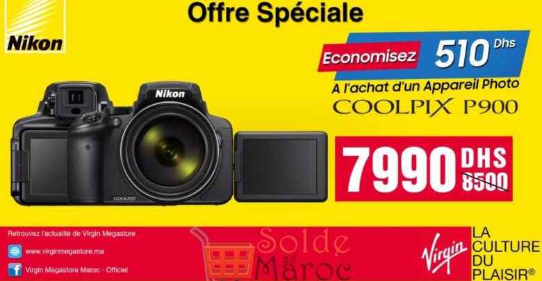 Offre Spéciale Virgin Megastore Maroc Nikon Coolpix P900 7990Dhs au lieu de 8500Dhs