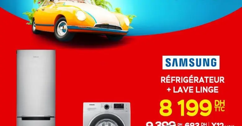 Promo Electroplanet Pack Samsung Réfrigérateur 290L + Machine à laver 6KG 8199Dhs au lieu de 9399Dhs
