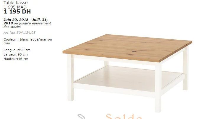 Soldes Ikea Maroc Table basse HEMNES 1195Dhs au lieu de 1695Dhs