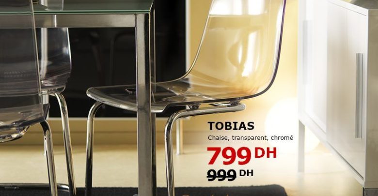 Soldes Ikea Maroc Chaise TOBIAS Transparent 799Dhs au lieu de 999Dhs