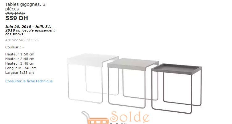 Soldes Ikea Maroc Tables Gigognes 3 pièces GRANBODA 559Dhs au lieu de 799Dhs