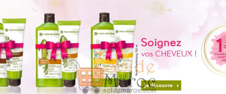 Promo Yves Rocher Maroc 1=2 à l’achat d’1 Shampooing 1 après-Shampooing GRATUIT