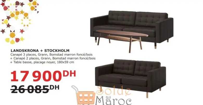 Soldes Ikea Maroc Canapé 3+2 + Table BAsse LANDSKRONA/STOCKHOLM 17900Dhs au lieu de 26085Dhs