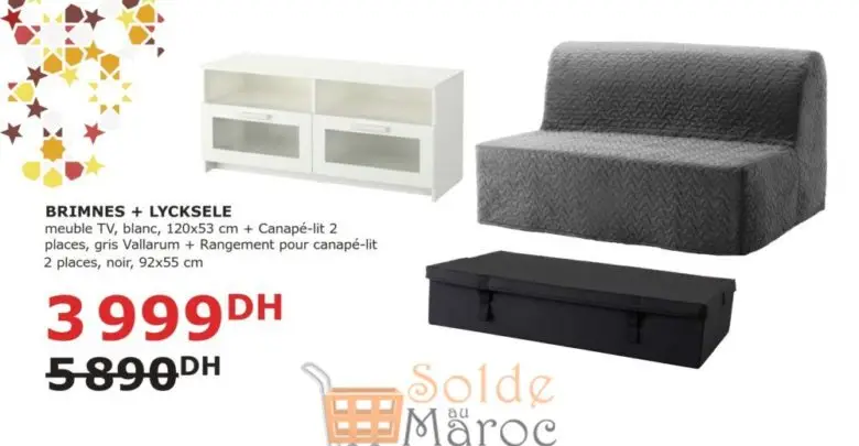 Soldes Ikea Maroc Meuble TV + Canapé-lit + son Rangement 3999Dhs au lieu de 5890DHs