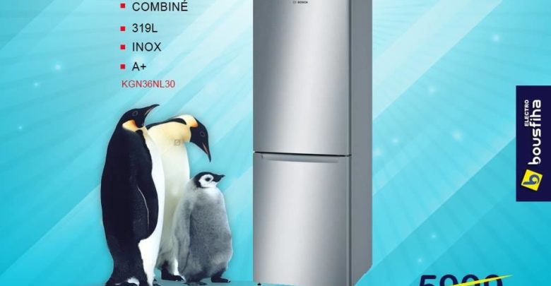 Promo Electro Bousfiha Réfrigérateur NO FROST INOX ANTI-TRACE avec compartiment multibox 5299Dhs au lieu de 5999Dhs