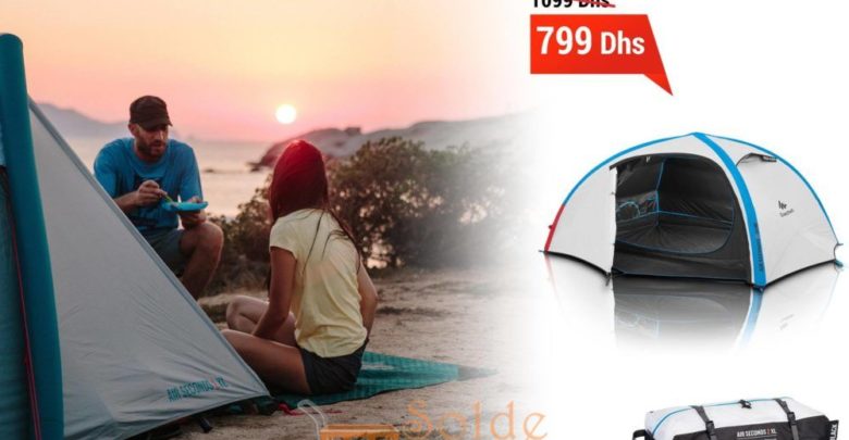 Promo Decathlon Tente de camping air seconds xl 2 personnes fresh&black 799Dhs au lieu de 1099DHs