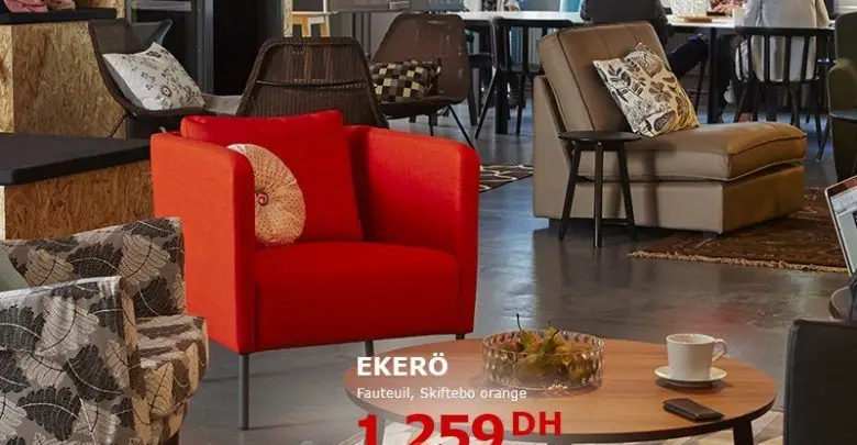 Soldes Ikea Maroc Fauteuil EKERO Orange 1259Dhs au lieu de 1995Dhs