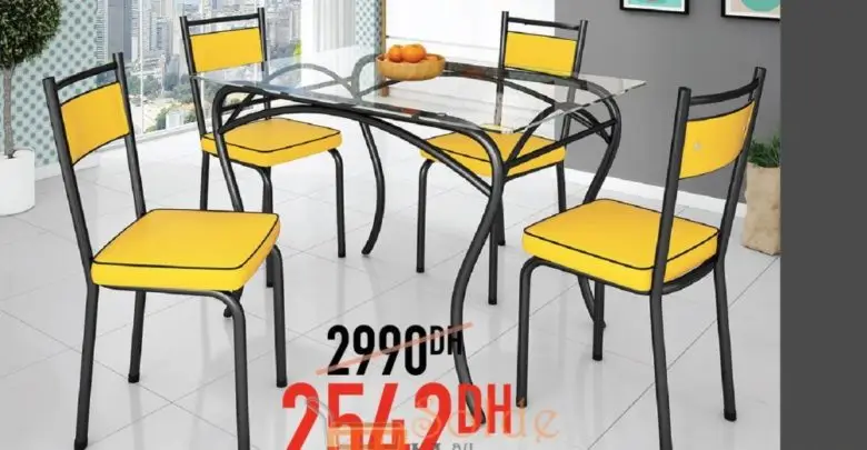 Soldes Yatout Home LION table à Manger en Verre + 4Chaises 2542Dhs au lieu de 2990Dhs
