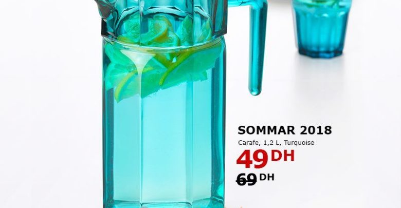 Soldes Ikea Maroc Carafe SOMMAR 2018 1.2L Turquoise 49Dhs au lieu de 69Dhs
