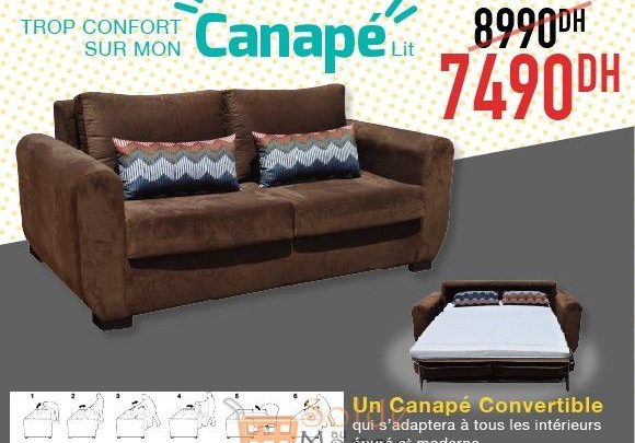 Promo Yatout Home Canapé Convertible 7490Dhs au lieu de 8990Dhs