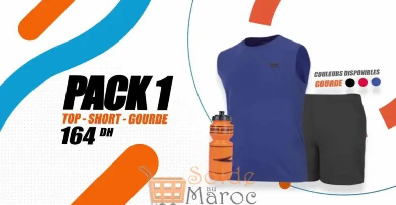 Promo Sport Zone Maroc Pack Top - Short - Gourde 164Dhs