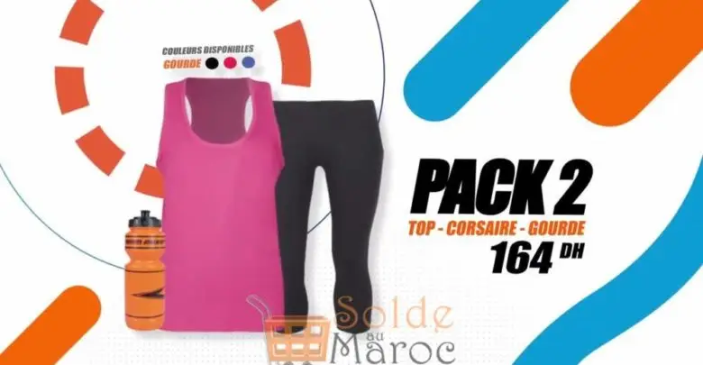 Promo Sport Zone Maroc Pack Top - Corsaire - Gourde 164Dhs