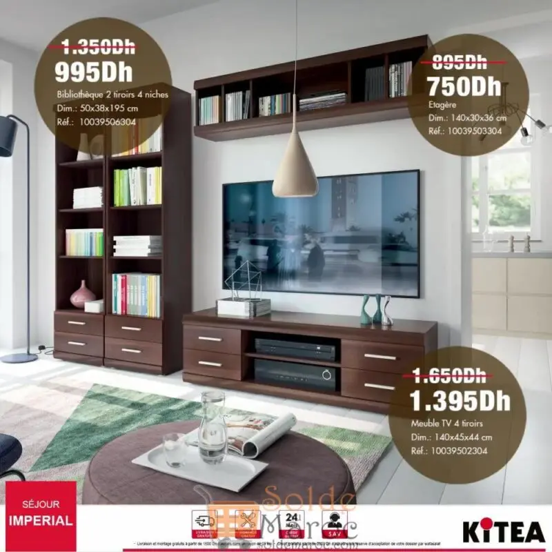 Promo Kitea Meuble TV 4 tiroirs Imperial 1395Dhs au lieu de 1650Dhs