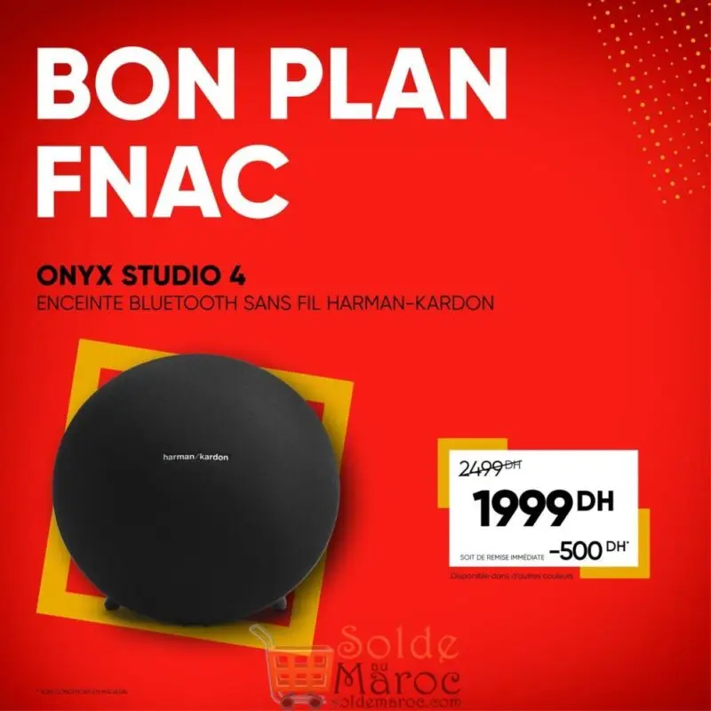 Bon plan Fnac Maroc ONYX Studio 4 Enceinte Bleutooth 1999Dhs au lieu de 2499Dhs