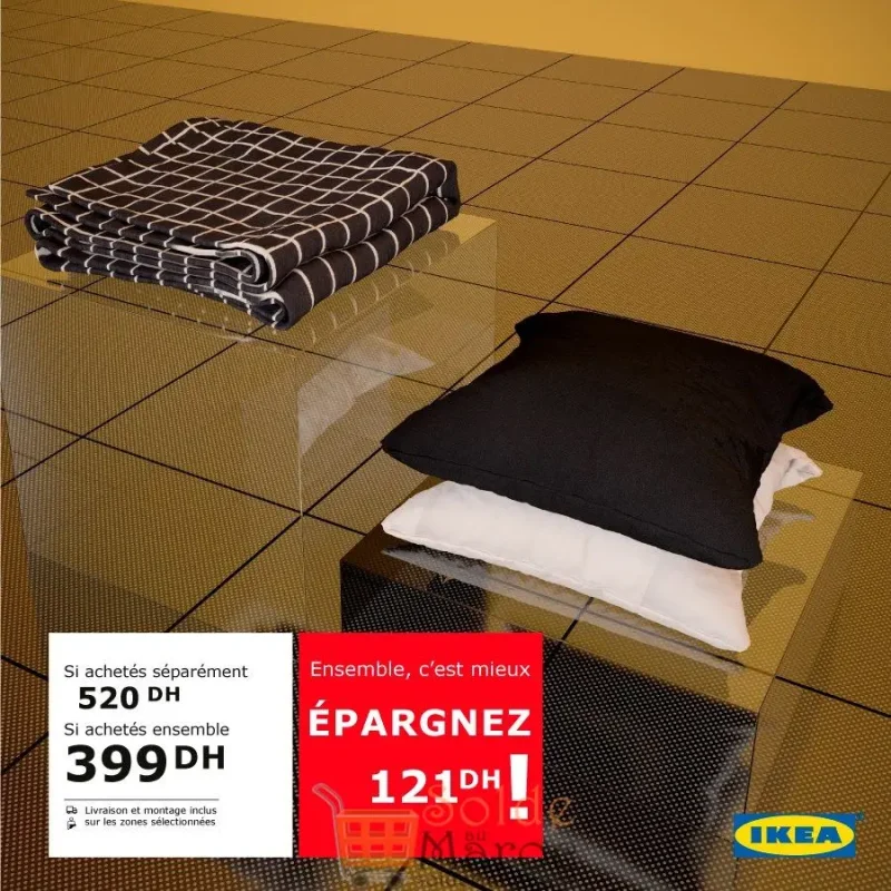 Promo Ikea Maroc Housse de coussin + Plaid 399Dhs au lieu de 520Dhs