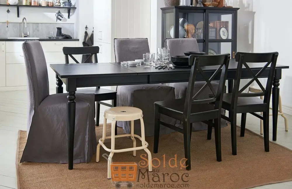 Soldes Ikea Maroc Table extensible INGATORP noir 3795Dhs au lieu de 4695Dhs