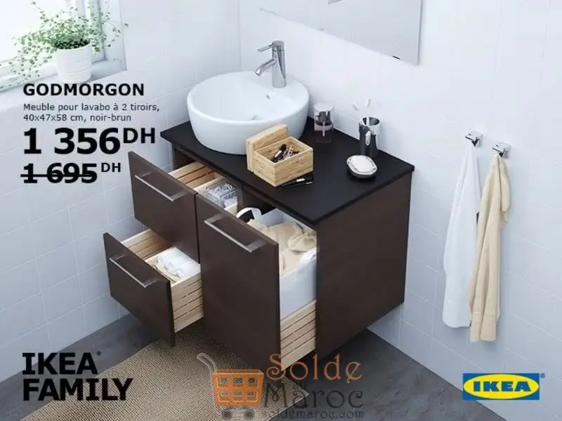 Promo Ikea Family Maroc Meuble pour lavabo GODMORGON 1356Dhs au lieu de 1695Dhs