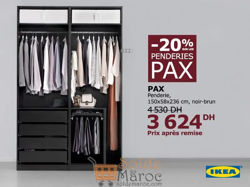 Soldes Ikea Maroc Penderie PAX Hasvik Blanc 3624Dhs au lieu de 4530Dhs