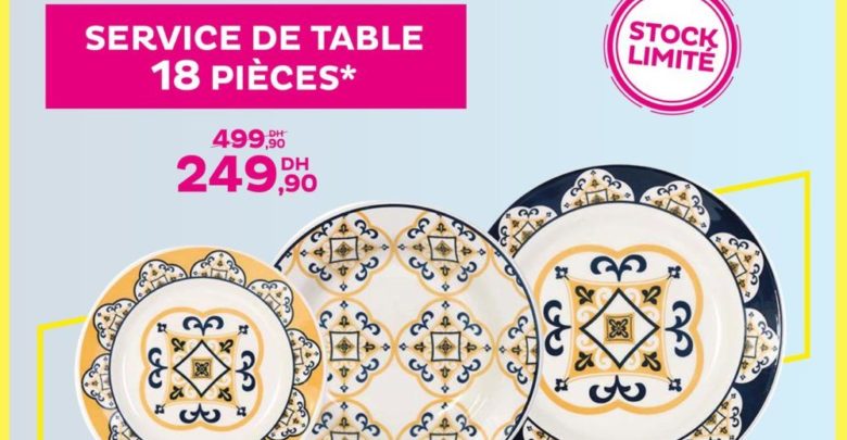 Promo Tati Maroc Service de table 18 pièces 249Dhs au lieu de 499Dhs