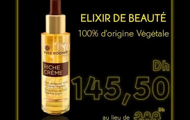 Black Friday Yves Rocher Maroc Elixir de Beauté 100% Vegetable 145Dhs au lieu de 289Dhs