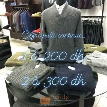 Offre Spéciale Premium Outlet 1 Pulls chauds en laine Hommes 1200Dhs et 2 Pulls 300Dhs
