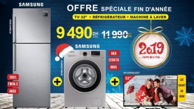 Promo Electro Bousfiha Pack Réfrigérateur + Lave-linge + Smart TV 9490Dhs au lieu de 11990Dhs