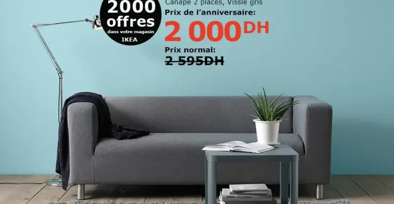 Soldes Ikea Maroc Canapé KLIPPAN 2 places Vissie gris 2000Dhs au lieu de 2595Dhs