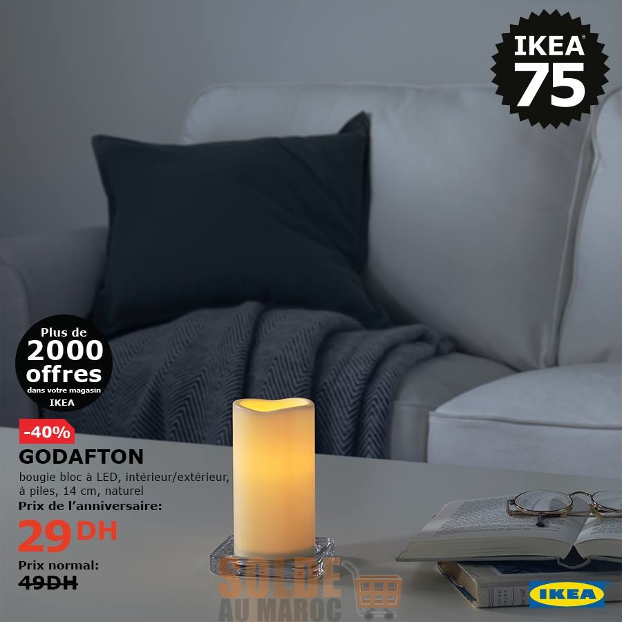 Soldes Ikea Maroc Bougie bloc à LED GODAFTON 29Dhs au lieu de 49Dhs