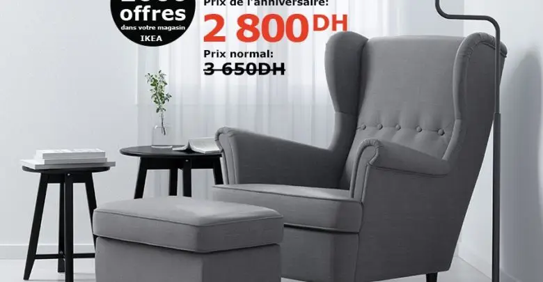 Soldes Ikea Maroc Fauteuil à oreilles STRANDMON 2800Dhs au lieu de 3650Dhs
