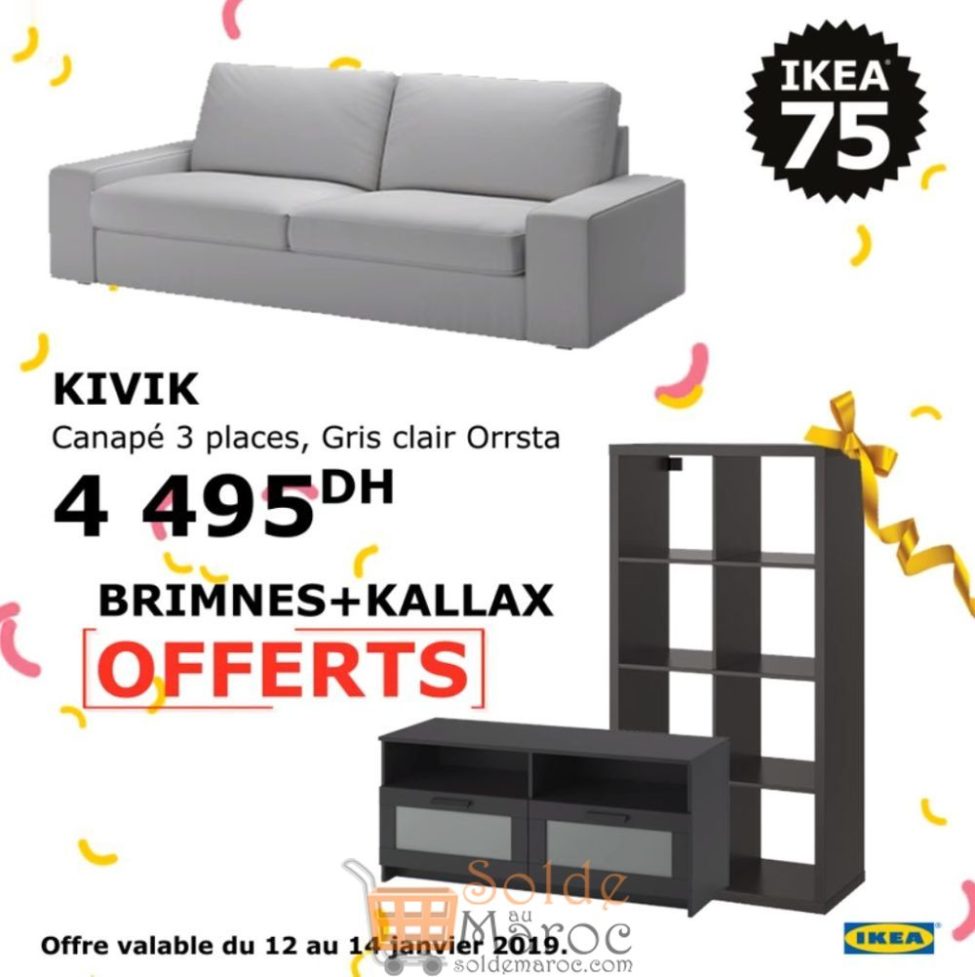 Soldes Ikea Maroc Canapé 3 places KIVIK avec 2 cadeaux 4495Dhs