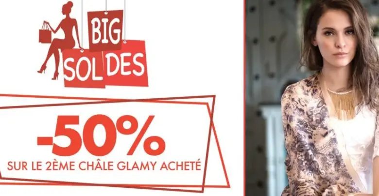 Soldes Bigdil Maroc -50% sur le 2ème châle GLAMY