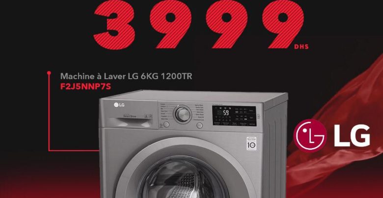 Promo Spéciale Abroun Electro Lave-linge 6Kg LG 3999Dhs au lieu de 4199Dhs
