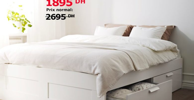 Soldes Ikea Maroc Cadre lit avec rangement BRIMNES 1895Dhs au lieu de 2695Dhs