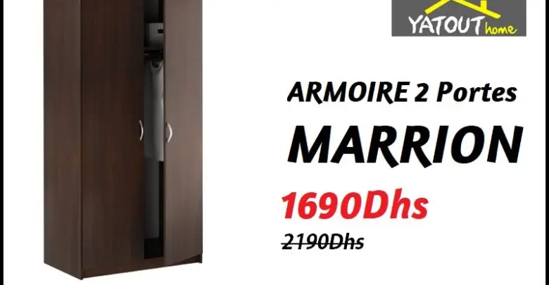 Soldes Yatout Home ARMOIRE 2 Portes MARRION 1690Dhs au lieu de 2190Dhs