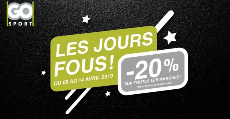 Les Jours Fous Go Sport Maroc 20% de remise jusqu'au 14 Avril 2019