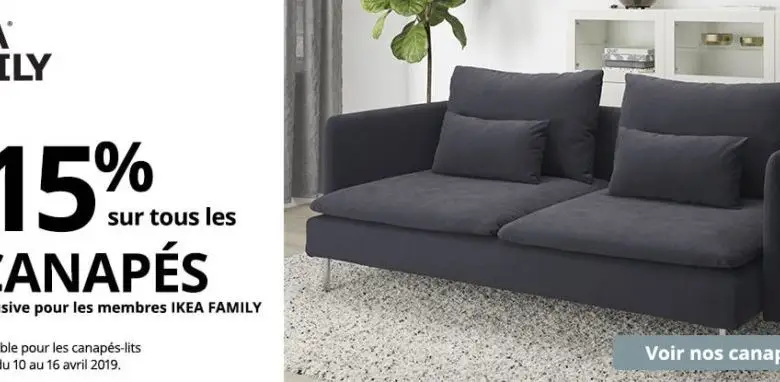 Offre Ikea Family -15% sur tous les Canapés du 10 au 16 Avril 2019