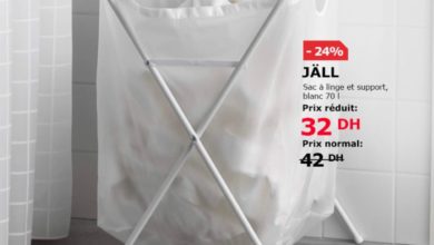 Soldes Ikea Maroc Sac à linge et support JÄLL blanc 32Dhs au lieu de 42Dhs